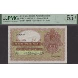 Government of Cyprus, Â£1, 1 September 1939, serial number F/1 002088, in PMG holder 55 EPQ,...