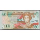 Eastern Caribbean Central Bank, $50, ND (1994), serial numbers B045773A, Venner signature,...