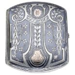 An early 20th century Austrian silver and niello enamel cigarette case, of rectangular form...