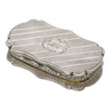 A Victoria silver vinaigrette by Nathaniel Mills, of shaped rectangular form, the hinged lid...