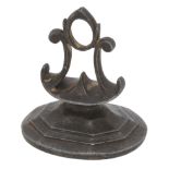 An 18th century steel fob seal, the mount with C-scroll supports, the matrix engraved with c...