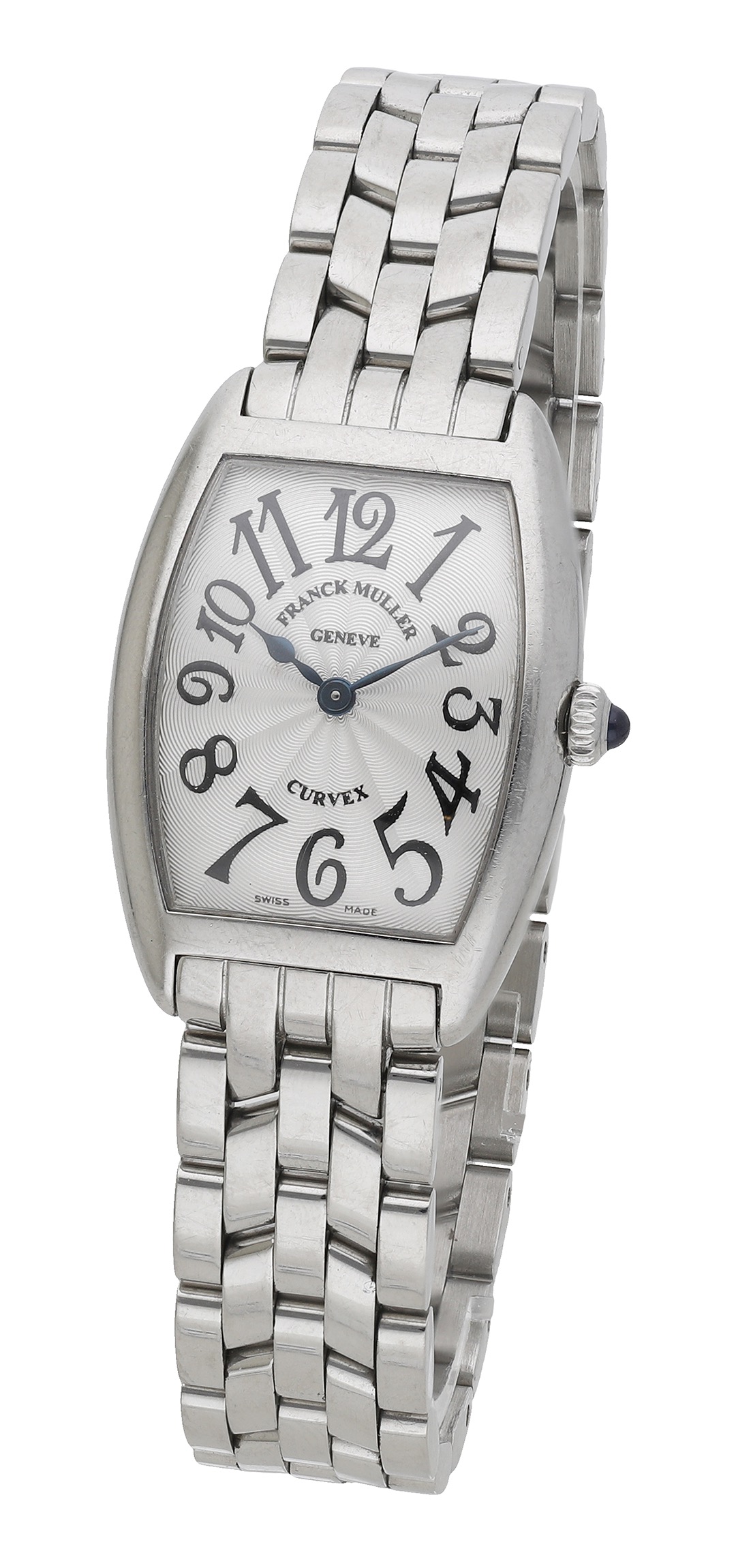 Franck Muller. A lady's stainless steel tonneau-form wristwatch with bracelet, ref. 1752QZ,...