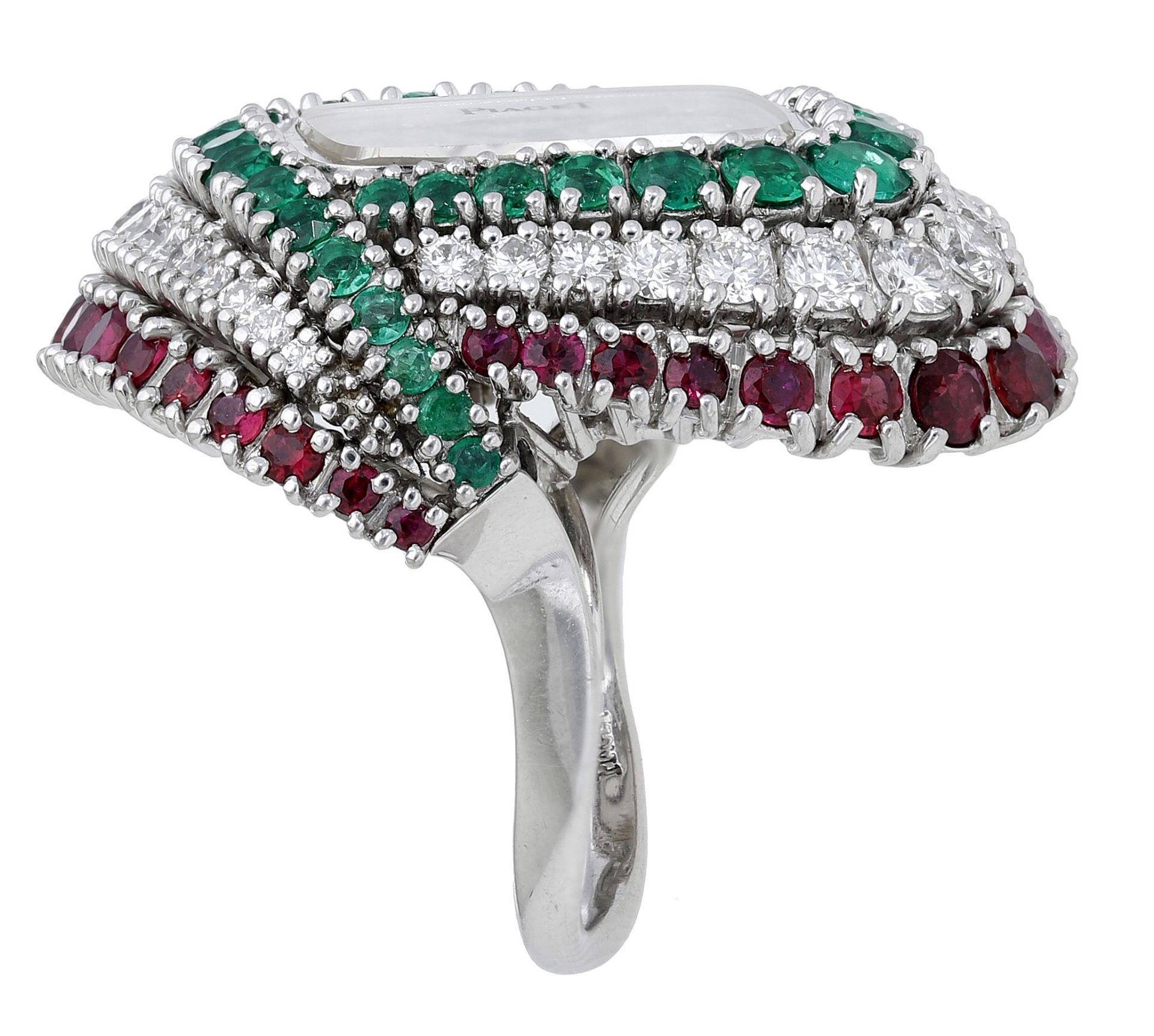 Piaget. A lady's white gold, emerald, ruby and diamond-set ring watch, ref. 3657, circa 1976... - Bild 8 aus 10