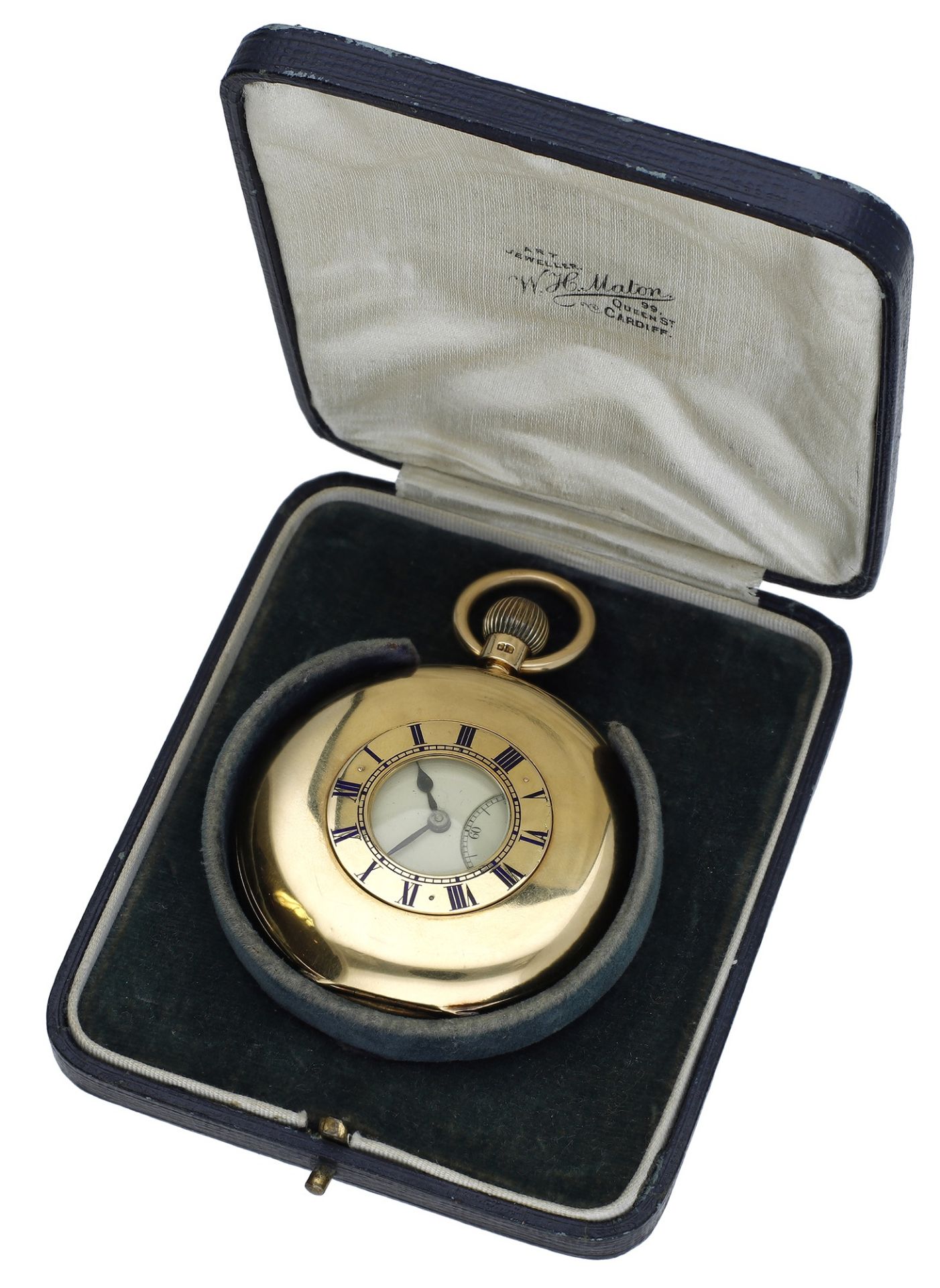 English. A gold half-hunting cased 52 1/2 minute karrusel keyless watch, No. 13410, 1905. M... - Bild 5 aus 5