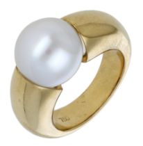 A cultured pearl dress ring, the tapering bombÃ© band set with a cultured pearl, measuring ap...