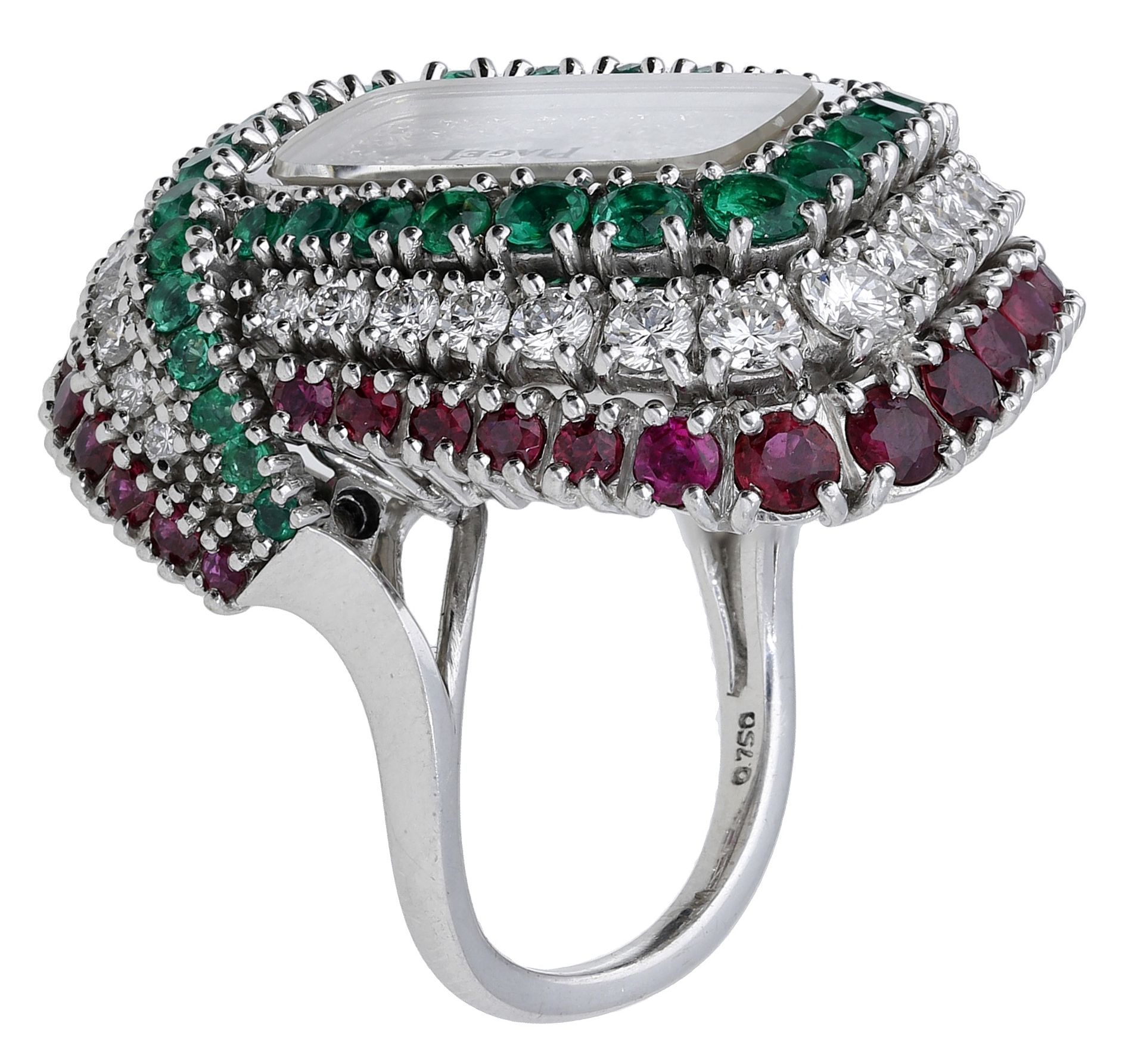 Piaget. A lady's white gold, emerald, ruby and diamond-set ring watch, ref. 3657, circa 1976... - Bild 7 aus 10