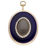 A Georgian locket, early 19th century, of oval form, the central glazed compartment with a h...