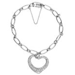 A diamond heart bracelet by Elsa Perretti for Tiffany & Co., the chain bracelet suspending a...