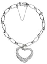 A diamond heart bracelet by Elsa Perretti for Tiffany & Co., the chain bracelet suspending a...