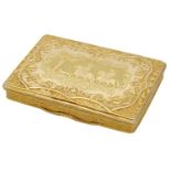 A gold snuff box, probably English, circa 1720, of rectangular form, richly decorated throug...
