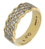 An 18ct gold diamond-set band ring, 1990, pavÃ©-set to the front with brilliant-cut diamonds...