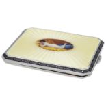 An early 20th century Austrian silver and enamel cigarette case, the pale yellow guillochÃ© e...