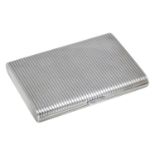 A French silver cigarette case, of rectangular form, with reeded decoration throughout, Mine...