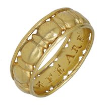 A late 16th/early 17th century heavy gold posy ring, inscribed to the inside in capitals â€œ*F...