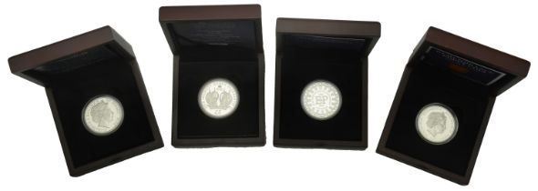 Jersey, Elizabeth II, silver Proof Five Pounds (4), 2016-19 inclusive [4]. Brilliant, about...