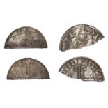 Cnut, cut Halfpenny, Pointed Helmet type, Chester; Edward the Confessor, cut Halfpenny, Hamm...
