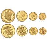 George VI (1936-1952), Proof set, 1937, comprising Five Pounds, Two Pounds, Sovereign and Ha...