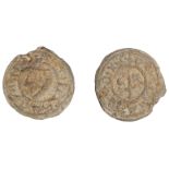 17th Century Tokens, Co TIPPERARY, Clonmel, Martin Dix, lead Penny, harp, rev. dagger dividi...