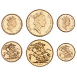 Elizabeth II (1952-2022), Proof set, 1987, comprising Two Pounds, Sovereign and Half-Soverei...