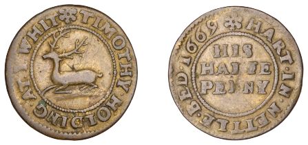 Nettlebed, Timothy Holding, Halfpenny, 1669, 1.92g/3h (M 114; N 3664a, this piece; BW. 109)....