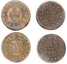 North Leigh, William and Ann Mason, Halfpence (2), 3.49g/12h (M 116; N 3661a, this piece; D...