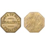 LONDON, Coventry Street, Prince of Wales Theatre, uniface octagonal brass, gallery, 30mm, 8....