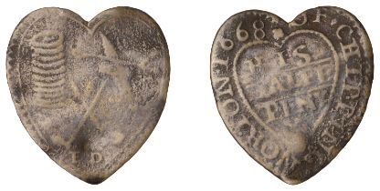 Chipping Norton, E[dmond] R[owlright], heart-shaped Halfpenny, 1668, 0.78g/12h (M 75; N 3621...