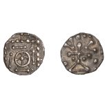 Early Anglo-Saxon Period, Sceatta, Continental series D, type 8 related, cross in circle wit...