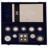 Elizabeth II (1952-2022), Millennium silver Proof set, 2000, Five Pounds to Penny and Maundy...