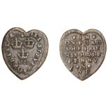 Bicester, Will Stevens, heart-shaped Halfpenny, 1669, 1.88g/12h (M 40; N 3595; BW. 43). Good...