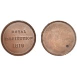 LONDON, Albemarle Street, The Royal Institution, 1819, uniface copper, royal institution abo...