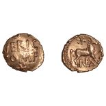 British Iron Age, ATREBATES and REGNI, Verica, Quarter-Stater, veric com f in two lines, cre...