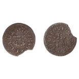 Duns Tew, Tho. Barret, Farthing, 0.81g/4h (M 89; N 3636a, this piece; BW. 86). Piece missing...