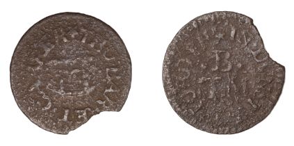 Duns Tew, Tho. Barret, Farthing, 0.81g/4h (M 89; N 3636a, this piece; BW. 86). Piece missing...