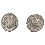 British Iron Age, DOBUNNI, silver Unit, Cotswold Eagle type [head type B], moon head right w...