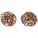 British Iron Age, CORIELTAUVI, Early Uninscribed series, Stater, South Ferriby type, wreath...