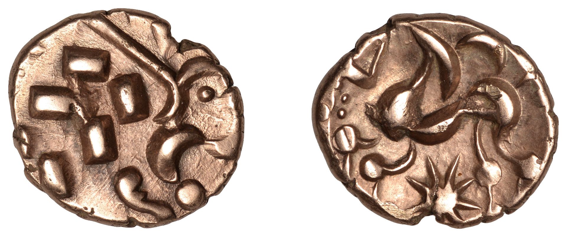 British Iron Age, CORIELTAUVI, Early Uninscribed series, Stater, South Ferriby type, wreath...