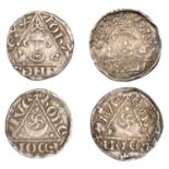 John (as King, 1199-1216), Third coinage, Pennies (2), both Dublin, Roberd, roberd on dive,...