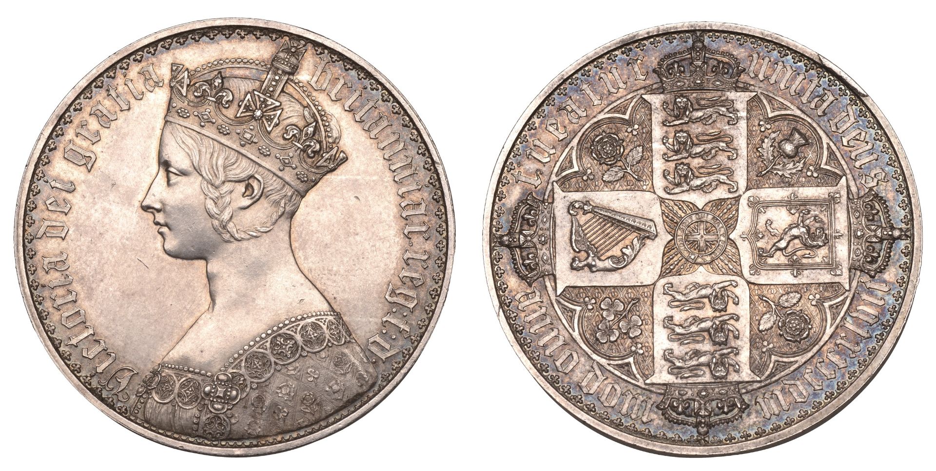 Victoria (1837-1901), Proof 'Gothic' Crown, 1847, m of dom over inverted m, edge plain, 28.1...