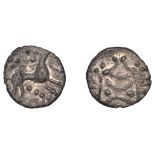 British Iron Age, ICENI, Ecen, silver Unit, Corn Ear type, opposing crescents separated by t...