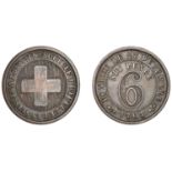 SociÃ©tÃ© Mutuelle des Suisses (Est. 1703), copper Sixpence, cross, rev. value, 28mm, 11.80g/1...