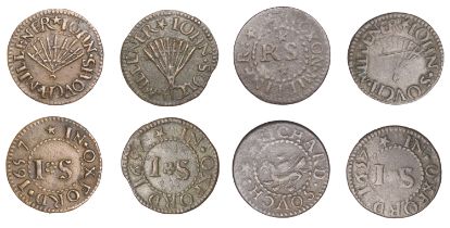 Oxford, John Shouch/Souch, Farthings, 1657 (3), reading shovch, 1.01g/6h (L 89; N 3720a, thi...