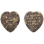 Bicester, John Warry, heart-shaped Halfpenny, 1668, 1.98g/12h (M 42; N 3597; BW. 45). Fair t...