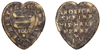 Bicester, John Warry, heart-shaped Halfpenny, 1668, 1.98g/12h (M 42; N 3597; BW. 45). Fair t...