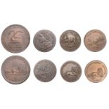 18th Century Tokens, LONDON, The Strand, Gilbert Pidcock, Farthings (2), elephant, rev. lion...