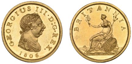 George III (1760-1820), Soho Mint, Birmingham, Proof Penny, 1806 (late Soho), in gilt-copper...