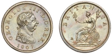 George III (1760-1820), Soho Mint, Birmingham, Penny, 1807, draped bust right with wreath of...
