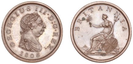George III (1760-1820), Soho Mint, Birmingham, Proof Penny, 1806 (late Soho), in bronzed-cop...