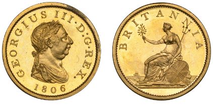 George III (1760-1820), Soho Mint, Birmingham, Proof Penny, 1806 (early Soho), in gilt-coppe...