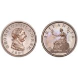 George III (1760-1820), Soho Mint, Birmingham, Proof Penny, 1807, in bronzed-copper, draped...